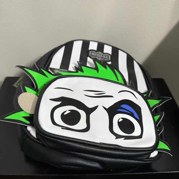 Beetlejuice Striped Mini Backpack with Iconic Green Hair Design - Picture 6 of 8